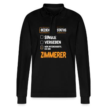 Zimmerer Relationship Status - Stanley/Stella Organic Unisex Long-Sleeved Polo Shirt Prepster - black - Front - Anna (173cm) & Nico (186cm)