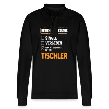 Carpenter Relationship Status - Stanley/Stella Organic Unisex Long-Sleeved Polo Shirt Prepster - black - Front - Anna (173cm) & Nico (186cm)
