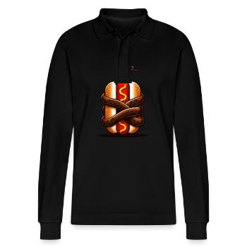Snake Wrapped Hot Dog - Stanley/Stella Organic Unisex Long-Sleeved Polo Shirt Prepster - black - Front - Anna (173cm) & Nico (186cm)