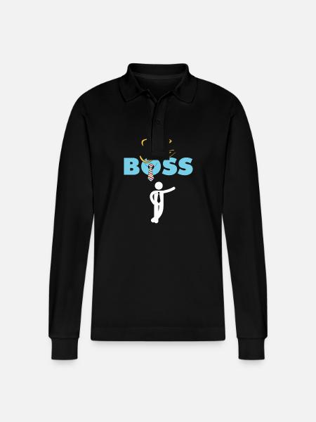 Birthday Gifts - Stanley/Stella Organic Unisex Long-Sleeved Polo Shirt Prepster - black