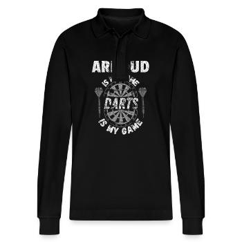 T-shirt de fléchettes personnalisé pour Arnoud - Polo à manches longues bio PREPSTER Stanley/Stella Unisexe - noir - Devant - Anna (173cm) & Nico (186cm)