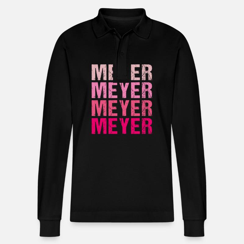 Meyer Familienname Team Retro Geschenkidee - Stanley/Stella Unisex Bio-Langarm-Poloshirt Prepster - Schwarz