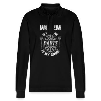 T-shirt de fléchettes personnalisé pour Willem - Polo à manches longues bio PREPSTER Stanley/Stella Unisexe - noir - Devant - Anna (173cm) & Nico (186cm)