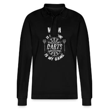 T-shirt de fléchettes personnalisé pour Wim - Polo à manches longues bio PREPSTER Stanley/Stella Unisexe - noir - Devant - Anna (173cm) & Nico (186cm)