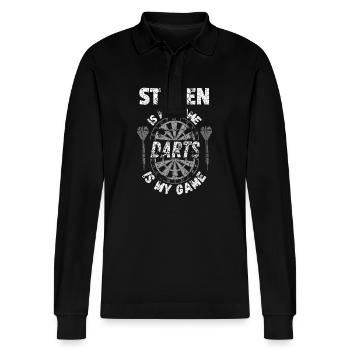 T-shirt de fléchettes personnalisé pour Steven - Polo à manches longues bio PREPSTER Stanley/Stella Unisexe - noir - Devant - Anna (173cm) & Nico (186cm)