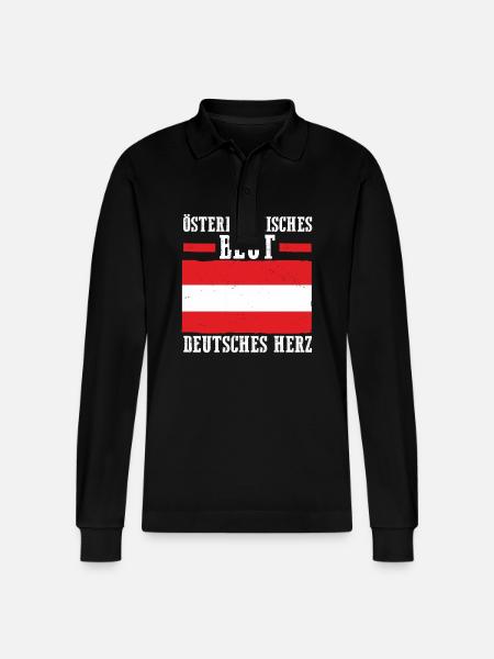 Austrian German Austria - Stanley/Stella Organic Unisex Long-Sleeved Polo Shirt Prepster - black