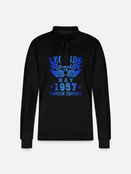 Le leggende sono nate nel maggio 1957 Compleanno - Polo a manica lunga ecologica unisex Prepster di Stanley/Stella - nero