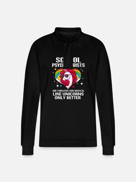 School psychologist - Stanley/Stella Organic Unisex Long-Sleeved Polo Shirt Prepster - black