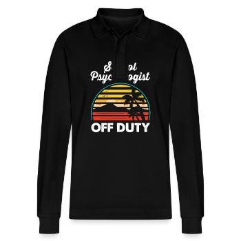 School psychologist - Stanley/Stella Organic Unisex Long-Sleeved Polo Shirt Prepster - black - Front - Anna (173cm) & Nico (186cm)