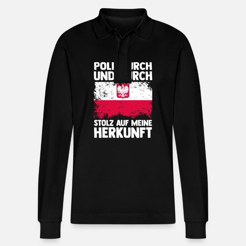 Pole Polnisch Polen - Stanley/Stella Unisex Bio-Langarm-Poloshirt Prepster - Schwarz