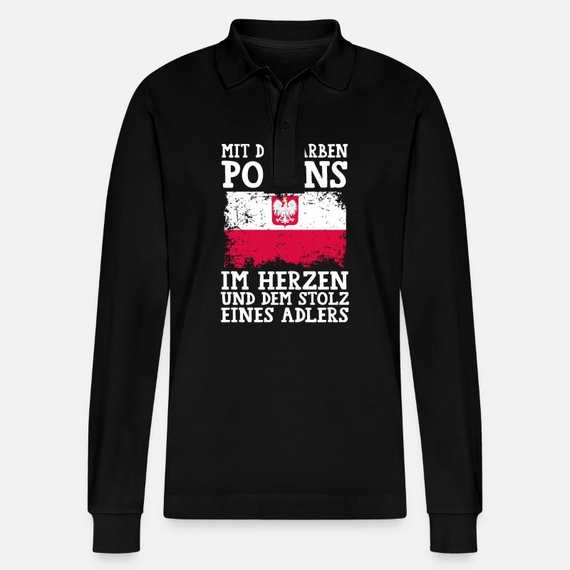Pole Polnisch Polen - Stanley/Stella Unisex Bio-Langarm-Poloshirt Prepster - Schwarz