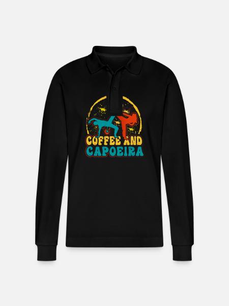 Kaffee und Capoeira - Stanley/Stella Unisex Bio-Langarm-Poloshirt Prepster - Schwarz