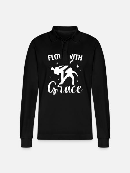 Flow with grace - Stanley/Stella Organic Unisex Long-Sleeved Polo Shirt Prepster - black