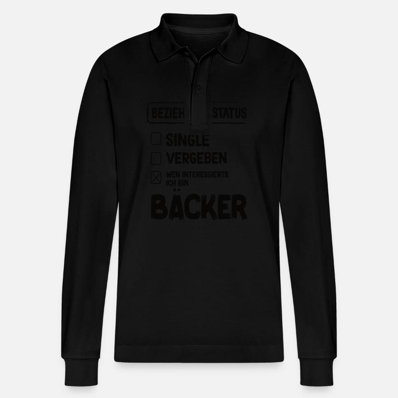 Bäcker Beziehungsstatus Back Backwaren Backen - Stanley/Stella Unisex Bio-Langarm-Poloshirt Prepster - Schwarz