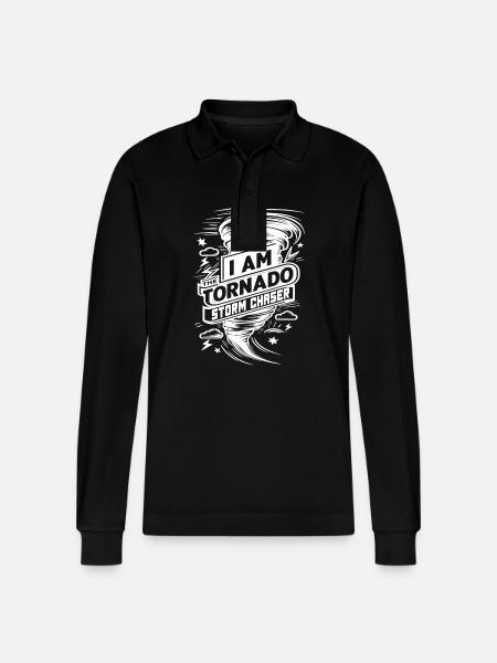Jestem miłośnikiem huraganów Tornado Twister - Ekologiczna koszulka polo z długim rękawem typu unisex Stanley/Stella Prepster - czarny