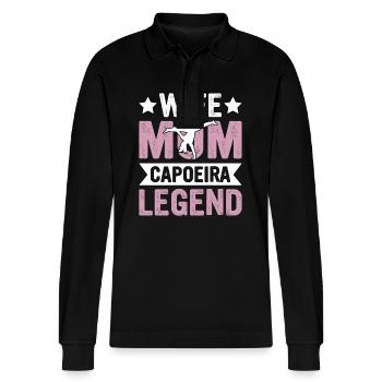 Ehefrau Mama Capoeira Legende - Stanley/Stella Unisex Bio-Langarm-Poloshirt Prepster - Schwarz - Vorne - Anna (173cm) & Nico (186cm)
