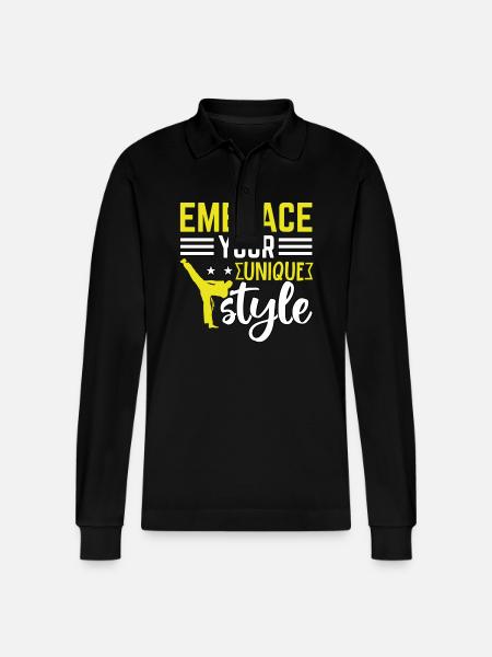 Embrace your unique style - Stanley/Stella Organic Unisex Long-Sleeved Polo Shirt Prepster - black