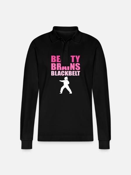 Karate Self Defense Black Belt - Stanley/Stella Organic Unisex Long-Sleeved Polo Shirt Prepster - black