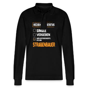 Road Builder Relationship Status Road Construction Occupation - Stanley/Stella Organic Unisex Long-Sleeved Polo Shirt Prepster - black - Front - Anna (173cm) & Nico (186cm)