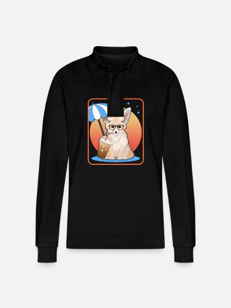 Fennek Wüstenfüchse Fuchs Geschenke - Stanley/Stella Unisex Bio-Langarm-Poloshirt Prepster - Schwarz