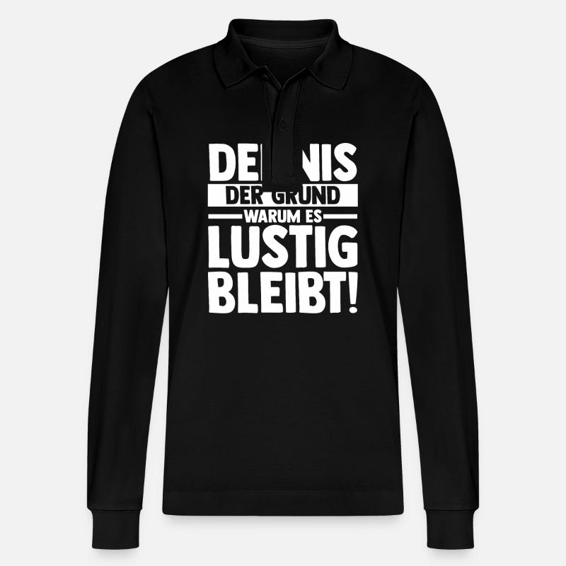 Vorname Dennis - Stanley/Stella Unisex Bio-Langarm-Poloshirt Prepster - Schwarz