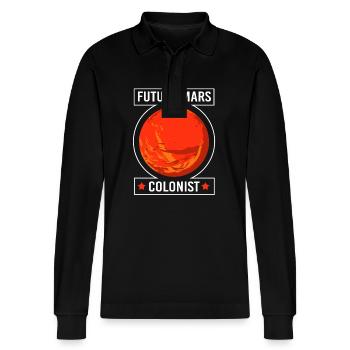 Universe Solar System - Stanley/Stella Organic Unisex Long-Sleeved Polo Shirt Prepster - black - Front - Anna (173cm) & Nico (186cm)