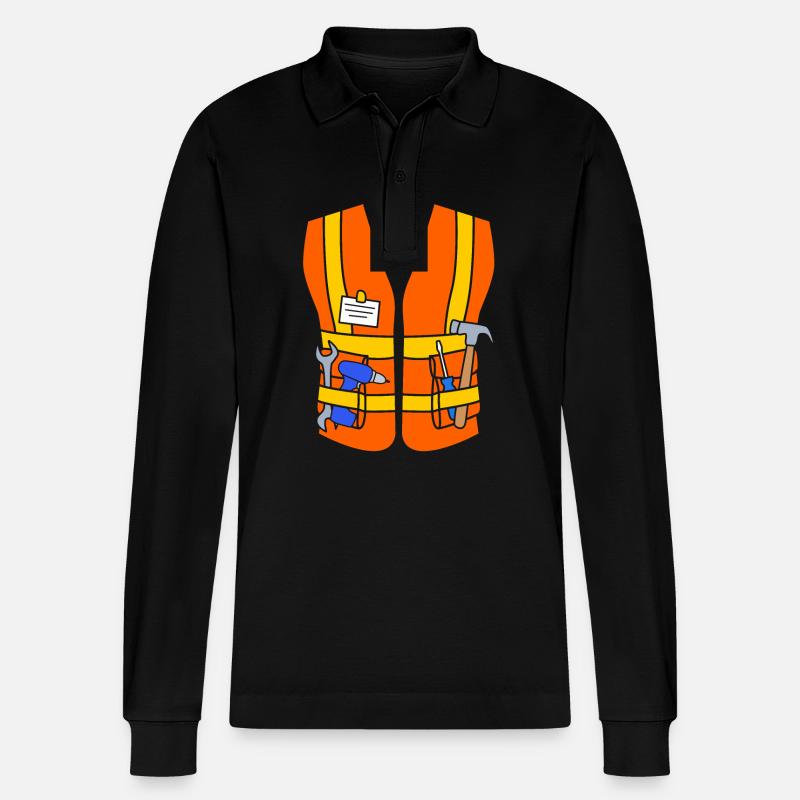 Bauarbeiter Baustelle - Stanley/Stella Unisex Bio-Langarm-Poloshirt Prepster - Schwarz