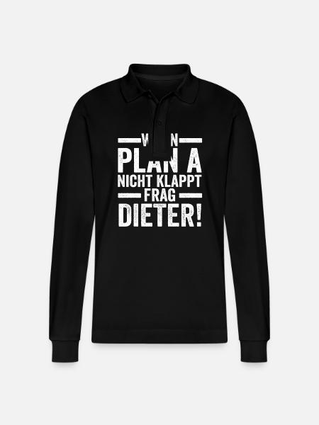 First name Dieter - Stanley/Stella Organic Unisex Long-Sleeved Polo Shirt Prepster - black