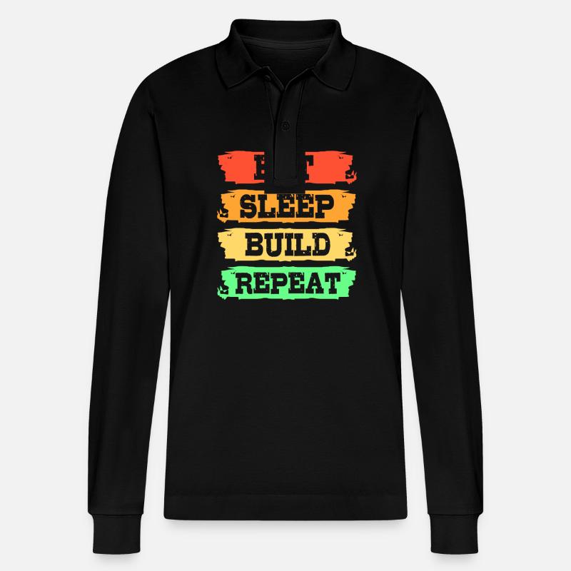 Construction worker construction site - Stanley/Stella Organic Unisex Long-Sleeved Polo Shirt Prepster - black