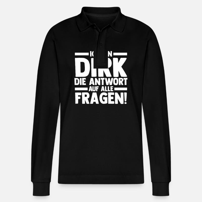 First name Dirk - Stanley/Stella Organic Unisex Long-Sleeved Polo Shirt Prepster - black