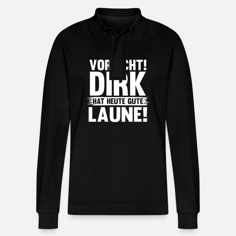 Vorname Dirk - Stanley/Stella Unisex Bio-Langarm-Poloshirt Prepster - Schwarz
