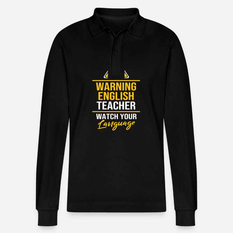 Englischlehrerin Englisch Lehrer - Stanley/Stella Unisex Bio-Langarm-Poloshirt Prepster - Schwarz