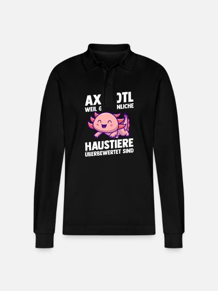 Axolotl - Stanley/Stella Organic Unisex Long-Sleeved Polo Shirt Prepster - black