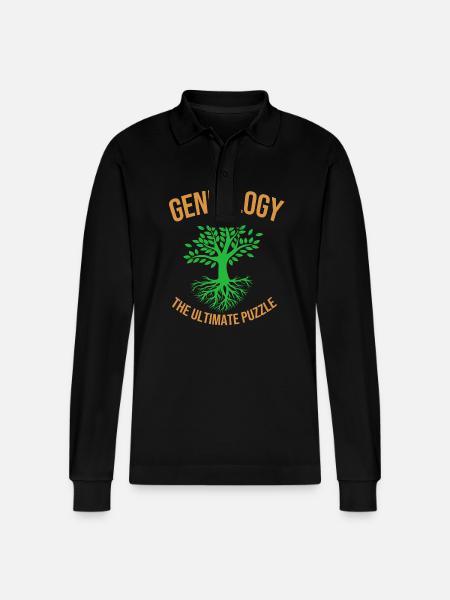 Family tree genealogy - Stanley/Stella Organic Unisex Long-Sleeved Polo Shirt Prepster - black