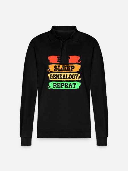 Family tree genealogy - Stanley/Stella Organic Unisex Long-Sleeved Polo Shirt Prepster - black
