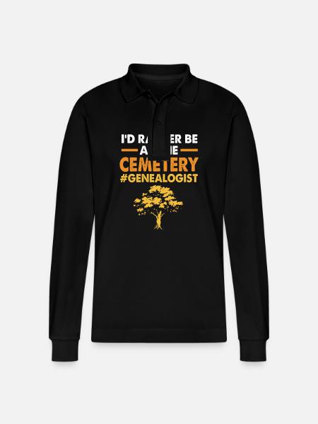 Family tree genealogy - Stanley/Stella Organic Unisex Long-Sleeved Polo Shirt Prepster - black