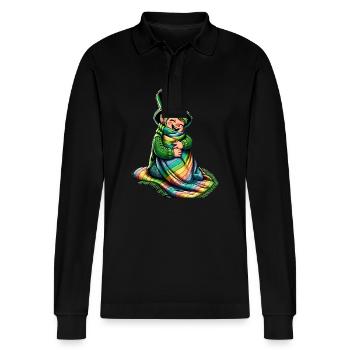 Lutin douillet (Leprechaun irlandais) - Polo à manches longues bio PREPSTER Stanley/Stella Unisexe - noir - Devant - Anna (173cm) & Nico (186cm)
