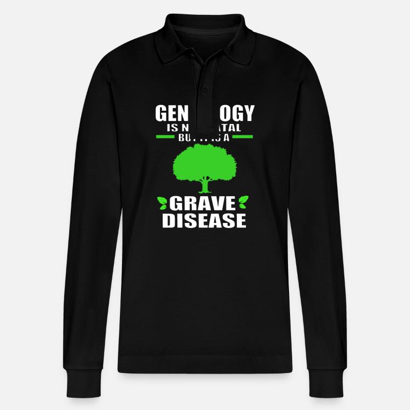 Stammbaum Genealogie - Stanley/Stella Unisex Bio-Langarm-Poloshirt Prepster - Schwarz