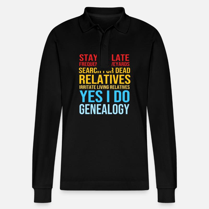 Stammbaum Genealogie - Stanley/Stella Unisex Bio-Langarm-Poloshirt Prepster - Schwarz