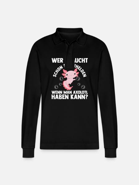 Axolotl - Stanley/Stella Organic Unisex Long-Sleeved Polo Shirt Prepster - black