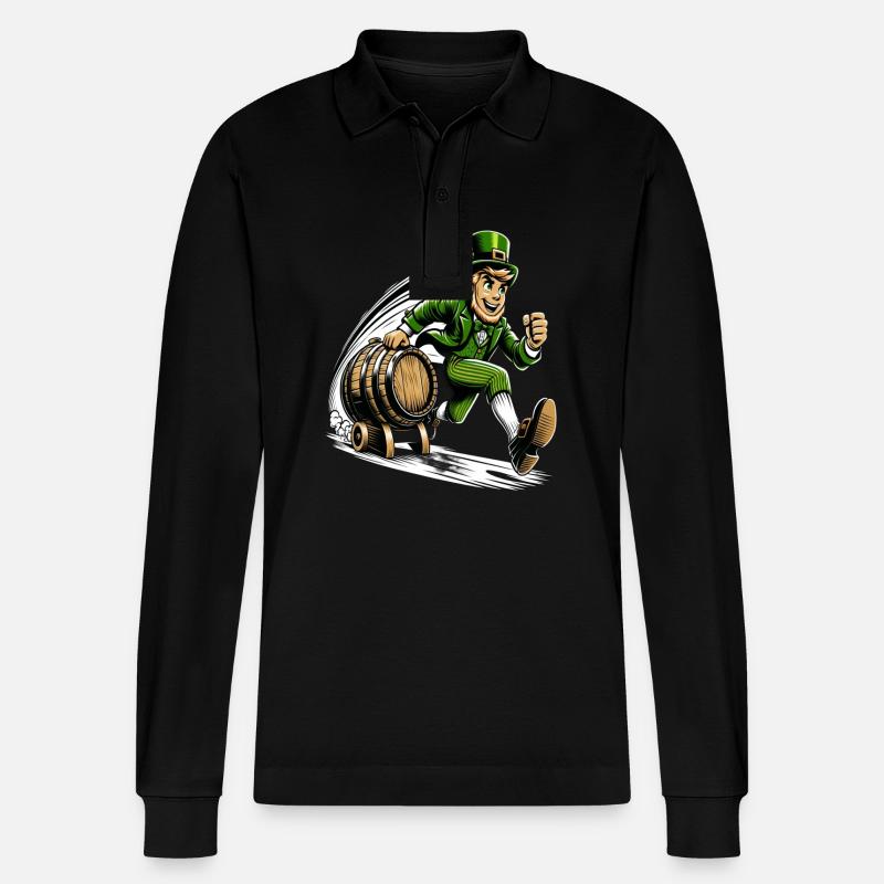 Running Leprechaun (Leprechaun irlandais) - Polo à manches longues bio PREPSTER Stanley/Stella Unisexe - noir