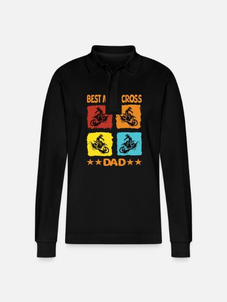 Best Motocross Dad - Stanley/Stella Organic Unisex Long-Sleeved Polo Shirt Prepster - black