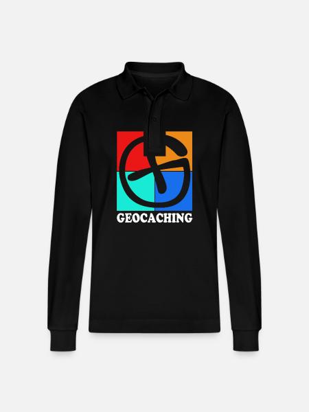 Geocaching Geocache Geocacher - Stanley/Stella Organic Unisex Long-Sleeved Polo Shirt Prepster - black