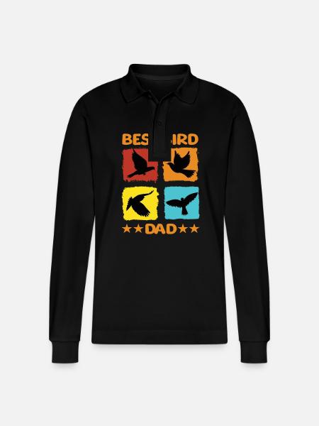 Best Bird Dad - Stanley/Stella Organic Unisex Long-Sleeved Polo Shirt Prepster - black