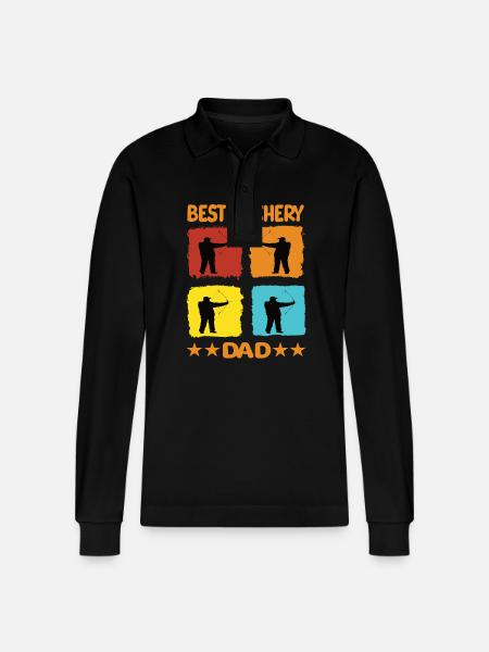 Best Archery Dad - Stanley/Stella Organic Unisex Long-Sleeved Polo Shirt Prepster - black