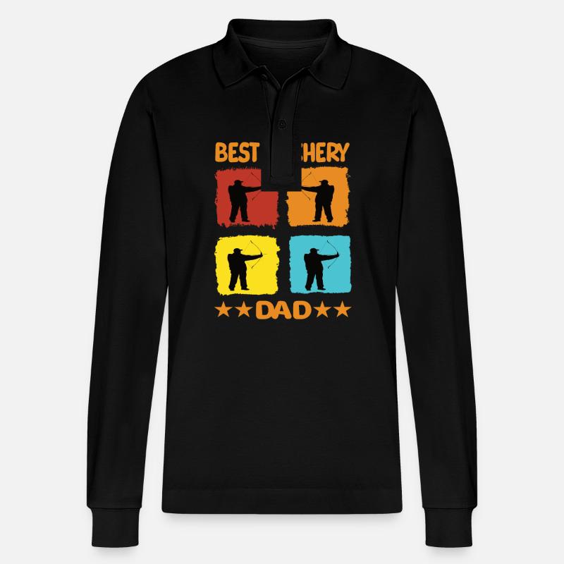 Best Archery Dad - Stanley/Stella Unisex Bio-Langarm-Poloshirt Prepster - Schwarz