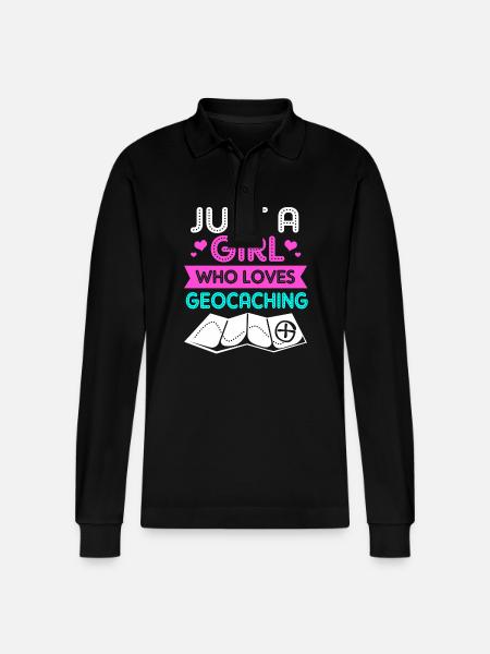 Geocaching Geocache Geocacher - Stanley/Stella Organic Unisex Long-Sleeved Polo Shirt Prepster - black