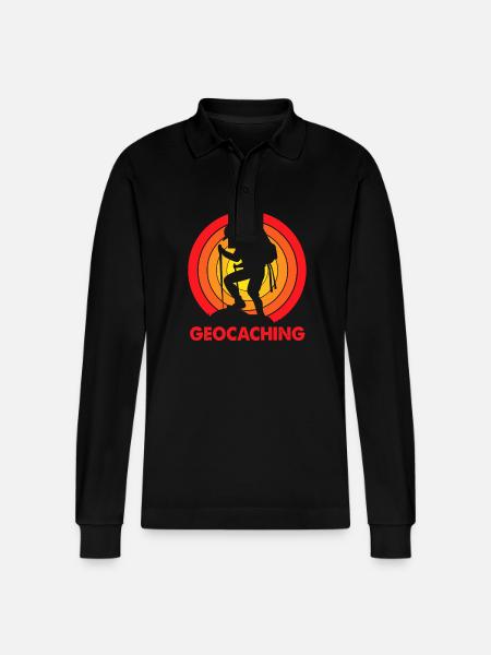 Geocaching Geocache Geocacher - Stanley/Stella Organic Unisex Long-Sleeved Polo Shirt Prepster - black