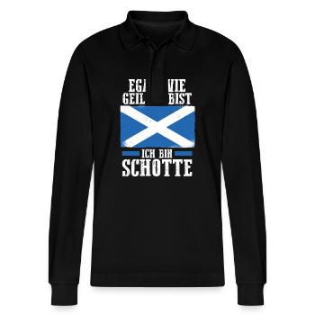Scots Scottish Scotland - Stanley/Stella Organic Unisex Long-Sleeved Polo Shirt Prepster - black - Front - Anna (173cm) & Nico (186cm)