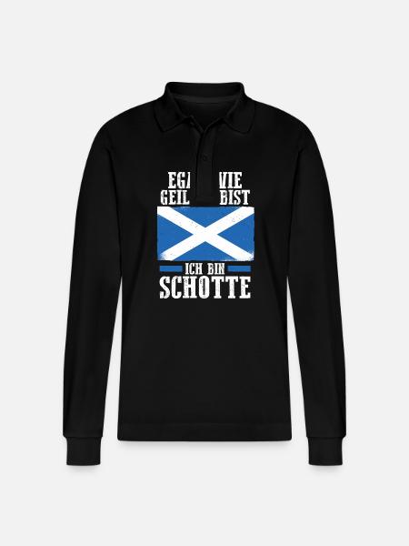 Scots Scottish Scotland - Stanley/Stella Organic Unisex Long-Sleeved Polo Shirt Prepster - black